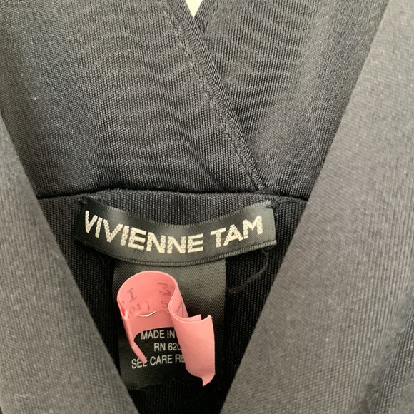 Vivienne Tam silk jersey black cocktail dress, size 2 lined EUC and easy to wear - Picture 5 of 8